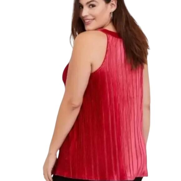 Torrid red velvet pleated halter top tank‎ top plus size 2X - Picture 2 of 10